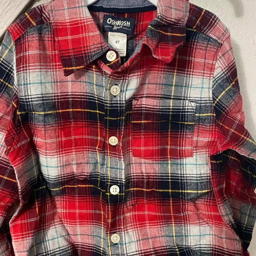 NWT Oshkosh plaid button down 4T